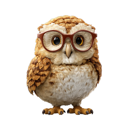 Wise Owl with Glasses 3D Icon - Knowledge Mascot