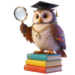 Wise Owl Professor Graduation Icon with Books