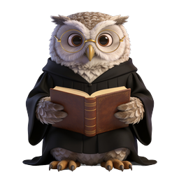 Wise Owl Reading Book 3D Character Icon