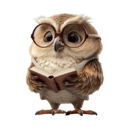 Wise Owl Reading Book - Cute Scholar Character Icon
