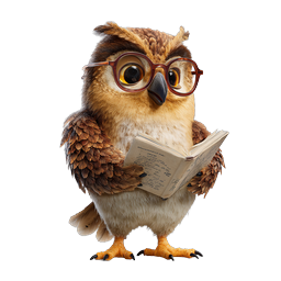 Wise Owl Reading Book - Cute Educational Mascot Icon