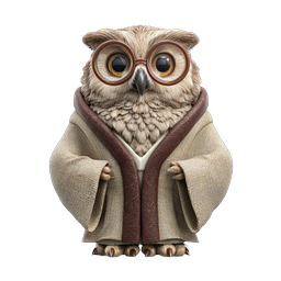 Wise Owl Scholar 3D Character Icon with Glasses and Robe