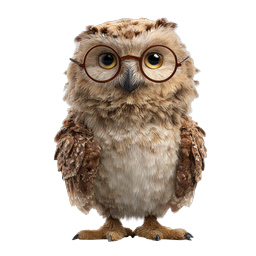 Wise Owl with Glasses - Realistic Educational Icon