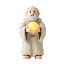 Wise Sage with Glowing Orb 3D Character Icon