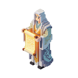Wise Sage with Glowing Scroll Voxel Icon