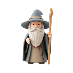 Friendly Clay Wizard Character Icon - 3D Fantasy Mage