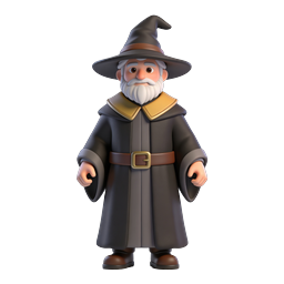 Friendly 3D Wizard Character Icon for Fantasy Apps