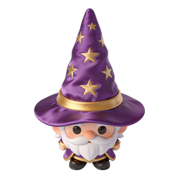 Icona personaggio mago viola adorabile - Render 3D