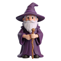 フレンドリーな魔法使いキャラクターアイコン - 3D クレイレンダリング