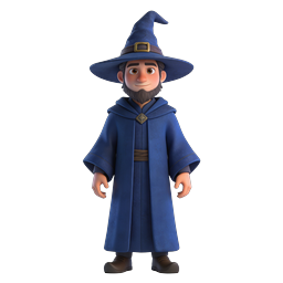 Friendly Wizard Character Icon - 3D Rendered Mage