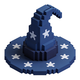 Wizard Hat Isometric Voxel Icon - Magical Blue Star Pattern Design