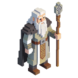 Wizard Sage Voxel Isometric Character Icon