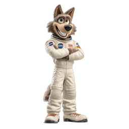 Wolf Astronaut Character in NASA Spacesuit - 3D Render