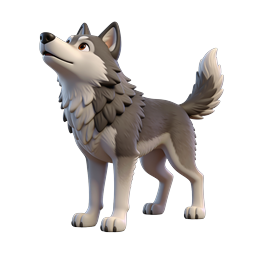 3D Wolf Dog Character Icon | Clay Style Animal Illustration