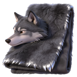 Realistic 3D Wolf Head Icon - Gray Fur Wildlife