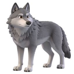 Stylized 3D Wolf Icon for Nature Themes