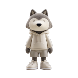 かわいいオオカミのマスコットキャラクター 3D レンダリングアイコン