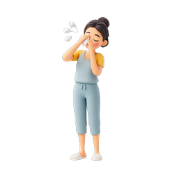 3D-Icon einer Frau, die sich die Nase putzt, für Gesundheits-Apps