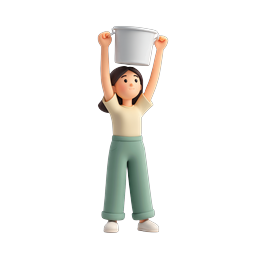 Woman Holding Bucket 3D Icon - Charity & Volunteer