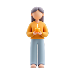 Frau mit Kerze - 3D Clay Style Icon