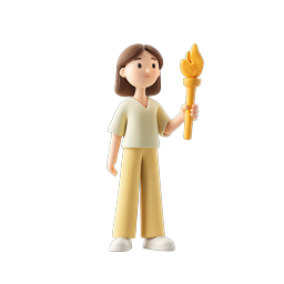 Woman Holding Torch - 3D Clay Style Icon
