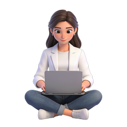 3D Woman with Laptop Icon - Professional Remote Worker