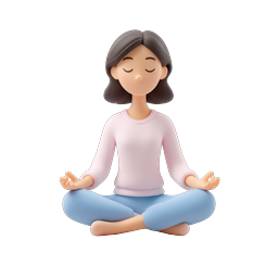 Woman Meditating 3D Icon | Peaceful Yoga Pose Character