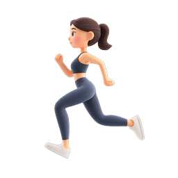 3D Woman Running Athlete Icon - Fitness & Sports