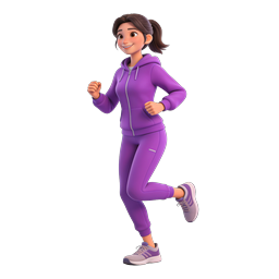 3D Woman Running Fitness Icon - Athletic Exercise Character