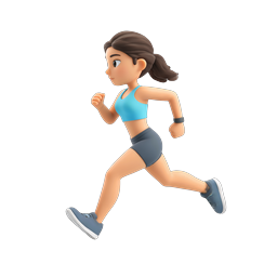 3D Running Woman Fitness Icon - Athletic Character Illustration