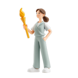Woman Torchbearer 3D Character Icon