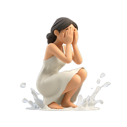 Woman with Water Splash 3D Icon – Emotional Wellness