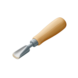 Wood Carving Chisel Tool Icon - Realistic 3D Design