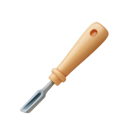 Wood Carving Chisel Icon - Realistic 3D Tool Illustration