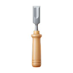 Realistic Wood Chisel Icon | Carpentry Tool 3D