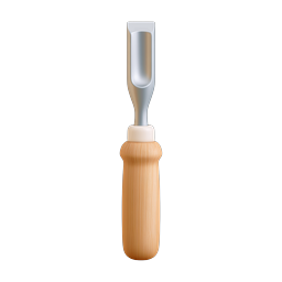Wood Chisel Tool Icon - 3D Realistic Carpentry