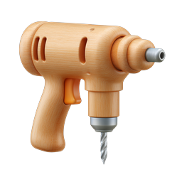Wood Texture Power Drill Icon | Realistic 3D Tool Design