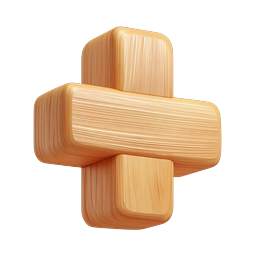 Wood Plus Icon - 3D Wooden Cross Symbol