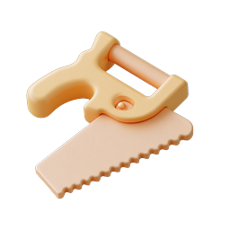 Wood Saw Tool Icon - 3D Clay Style Hand Saw