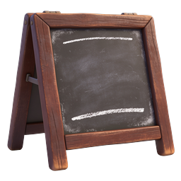 Wooden A-Frame Chalkboard Icon | Realistic 3D Signage