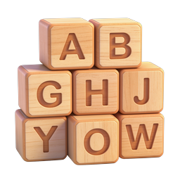 Wooden Alphabet Blocks Icon - Educational Toy 3D Render