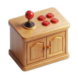 木製アーケードコントローラーアイコン - レトロゲーム 3Dレンダリング