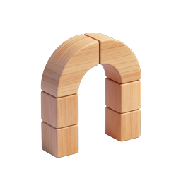 Wooden Arch Icon - 3D Timber Block Architecture