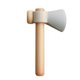 Wooden Axe Hammer 3D Tool Icon | Realistic Render