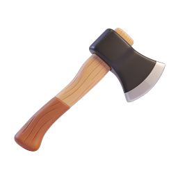 Wooden Axe 3D Icon - Lumberjack Tool Design