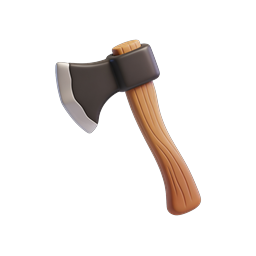 3D Wooden Axe Icon - Premium Tool Illustration