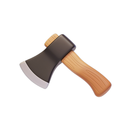Wooden Axe 3D Icon - Realistic Tool Illustration