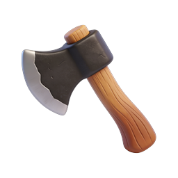 Stylized Wooden Axe Hatchet 3D Icon for Games