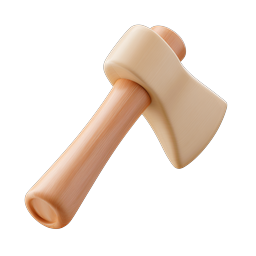 Wooden Axe Icon - 3D Realistic Tool Illustration