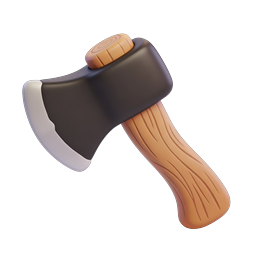 Wooden Axe 3D Icon | Hatchet Tool Design